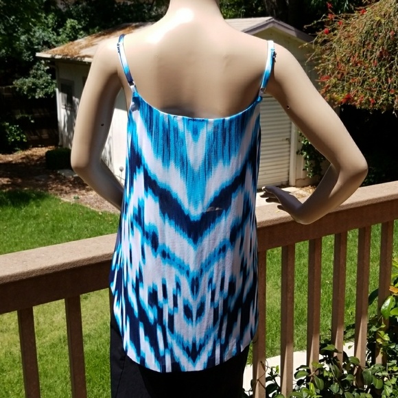 INC Blue and White Sheer Top   NWOT - Picture 7 of 8